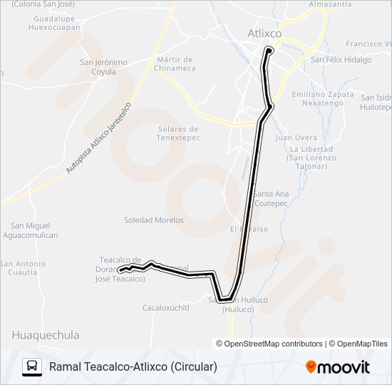 Mapa de RUTA TEACALCO de autobús