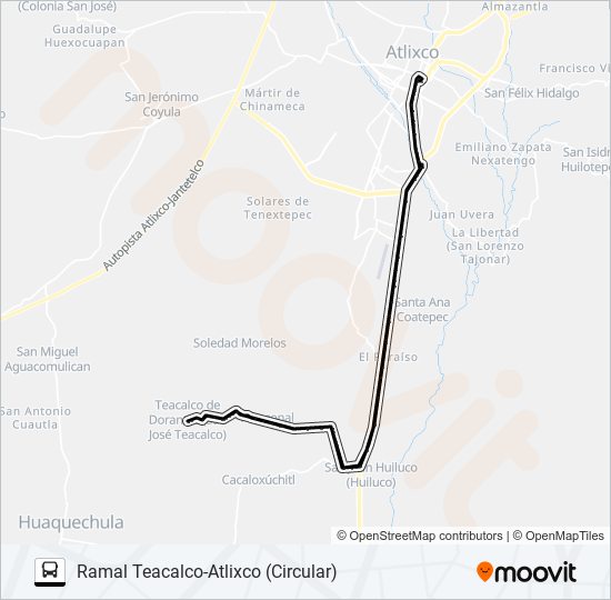 Mapa de RUTA TEACALCO de autobús