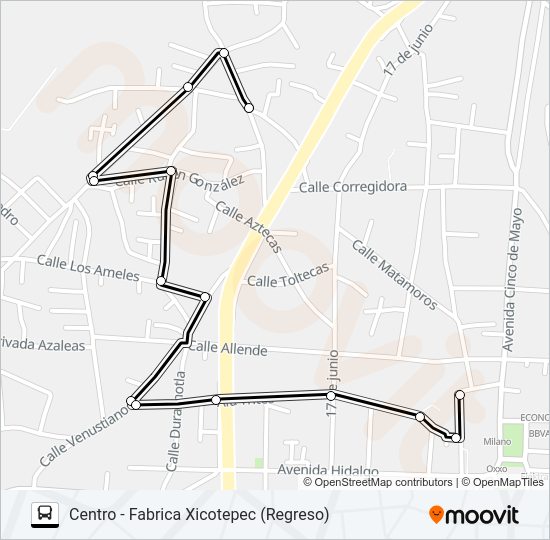 Mapa de RUTA URBANA 5 de autobús