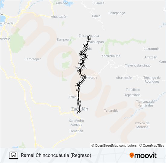 Mapa de RUTA ZACATLÁN de autobús