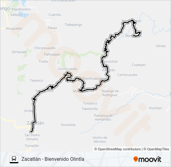 Mapa de RUTA ZACATLÁN de autobús