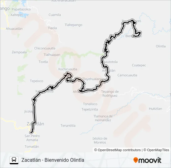 RUTA ZACATLÁN Bus Line Map