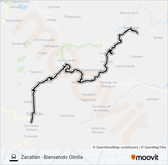 Mapa de RUTA ZACATLÁN de autobús