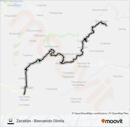 RUTA ZACATLÁN Bus Line Map