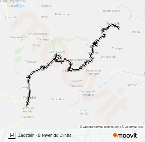 RUTA ZACATLÁN Bus Line Map
