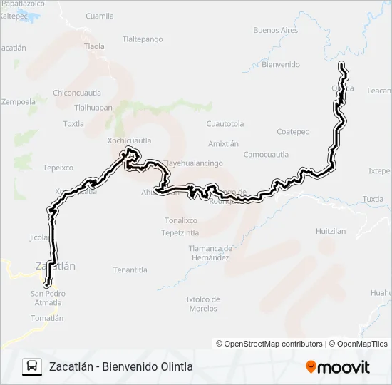 RUTA ZACATLÁN Bus Line Map