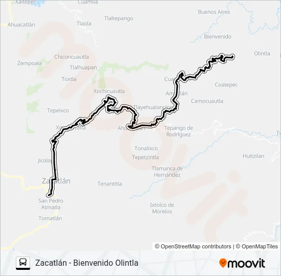 RUTA ZACATLÁN Bus Line Map