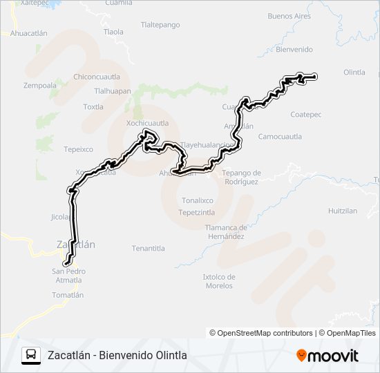 Mapa de RUTA ZACATLÁN de autobús