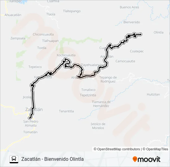 RUTA ZACATLÁN Bus Line Map