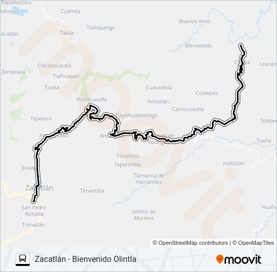 Mapa de RUTA ZACATLÁN de autobús