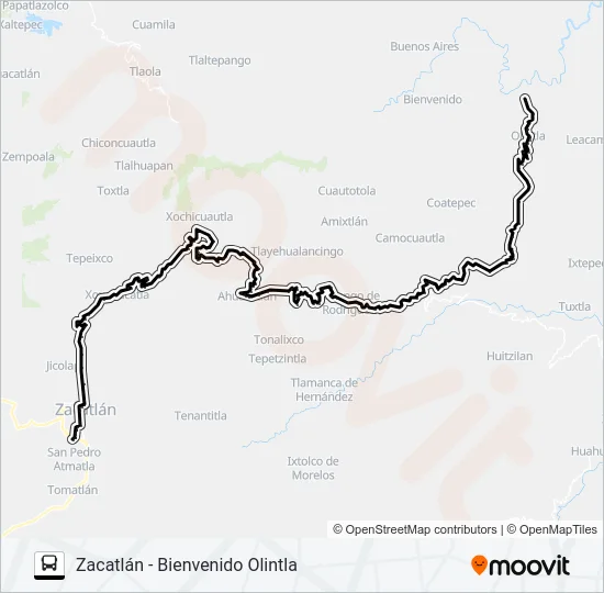 RUTA ZACATLÁN Bus Line Map