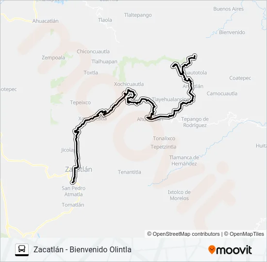 RUTA ZACATLÁN Bus Line Map