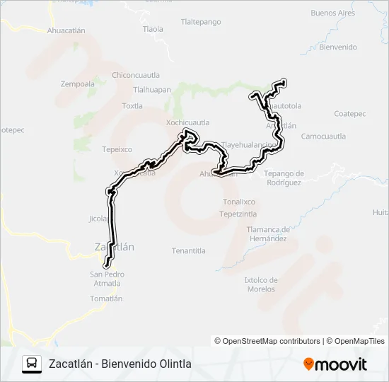 RUTA ZACATLÁN Bus Line Map