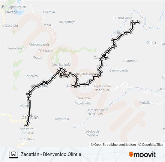 Mapa de RUTA ZACATLÁN de autobús