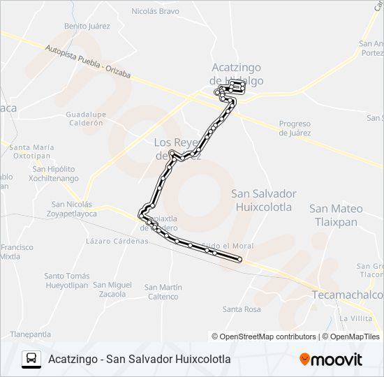 Mapa de RUTA ACATZINGO de autobús