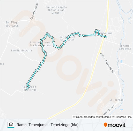 Mapa de RUTA TEPEOJUMA de autobús