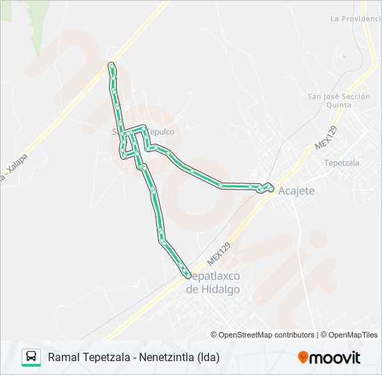 Mapa de RUTA TEPETZALA de autobús