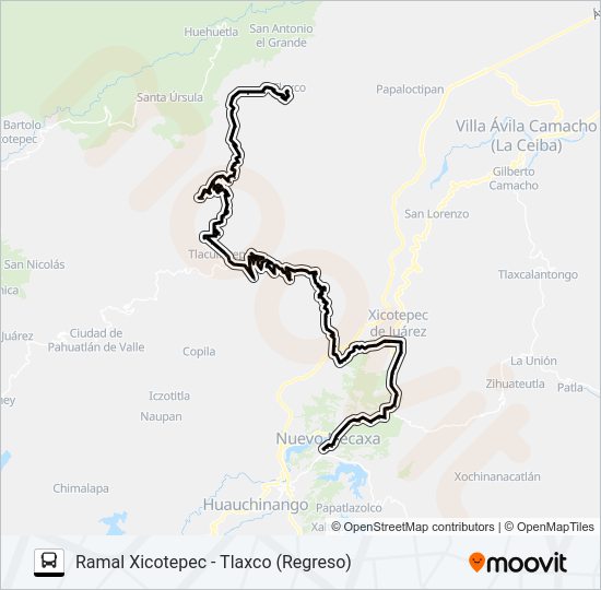 Mapa de RUTA XICOTEPEC de autobús