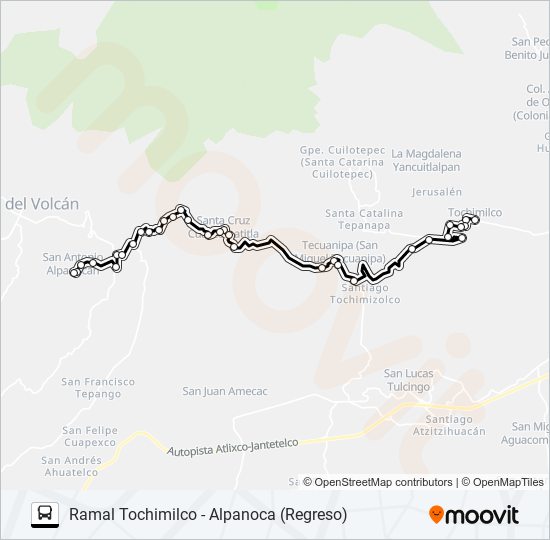 Mapa de RUTA TOCHIMILCO de autobús