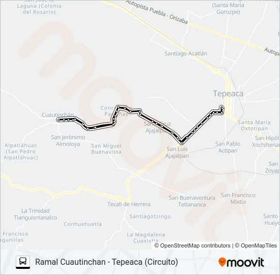 RUTA CUAUTINCHAN Bus Line Map