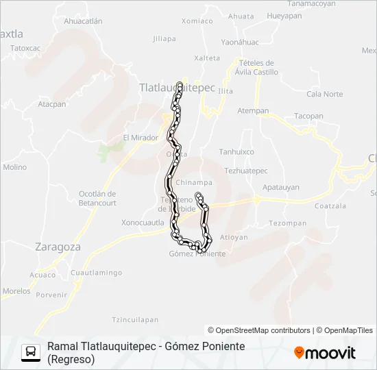 RUTA TLATLAUQUITEPEC Bus Line Map