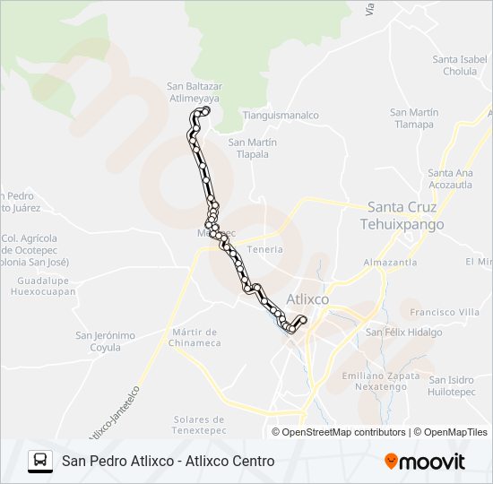 Mapa de RUTA SAN PEDRO ATLIXCO de autobús