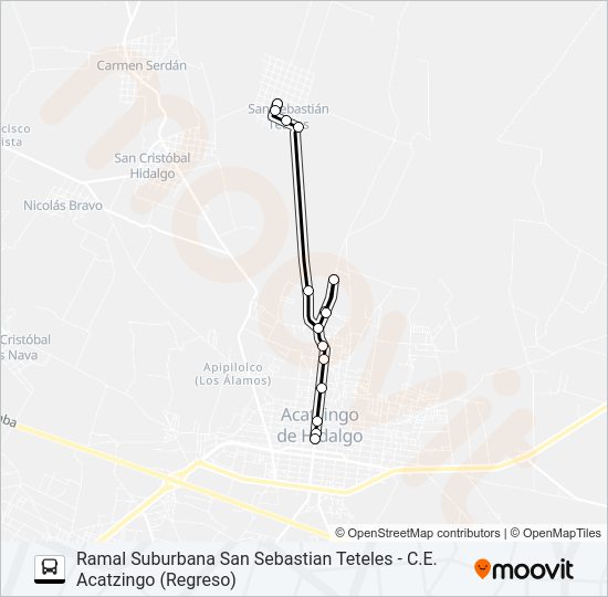 Mapa de RUTA SUBURBANA TETELES de autobús