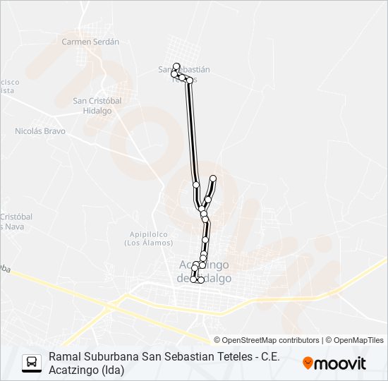 RUTA SUBURBANA TETELES bus Line Map