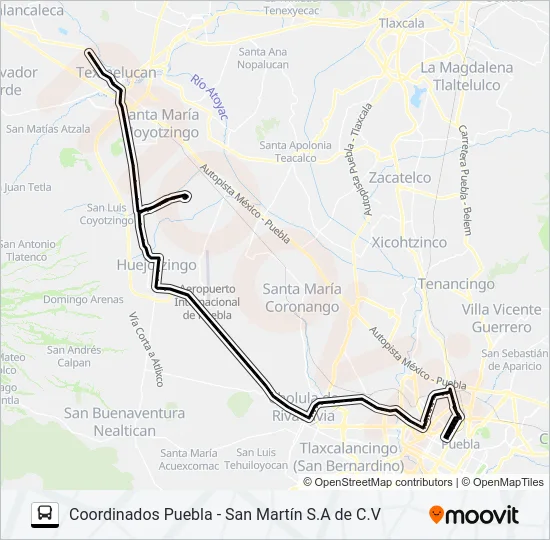 RUTA COORDINADOS PUEBLA Bus Line Map