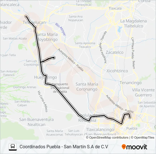 RUTA COORDINADOS PUEBLA Bus Line Map