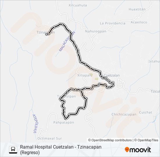 RUTA HOSPITAL CUETZALAN bus Line Map