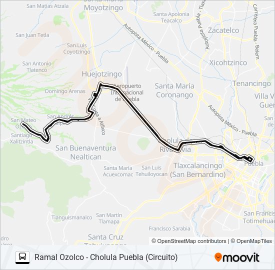 Mapa de RUTA S1 "A" HUEJOTZINGO de autobús