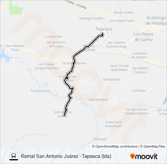 Mapa de RUTA SAN ANTONIO JUÁREZ de autobús