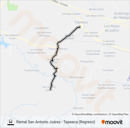 Mapa de RUTA SAN ANTONIO JUÁREZ de autobús