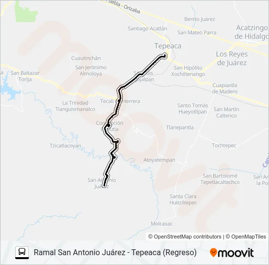 RUTA SAN ANTONIO JUÁREZ Bus Line Map
