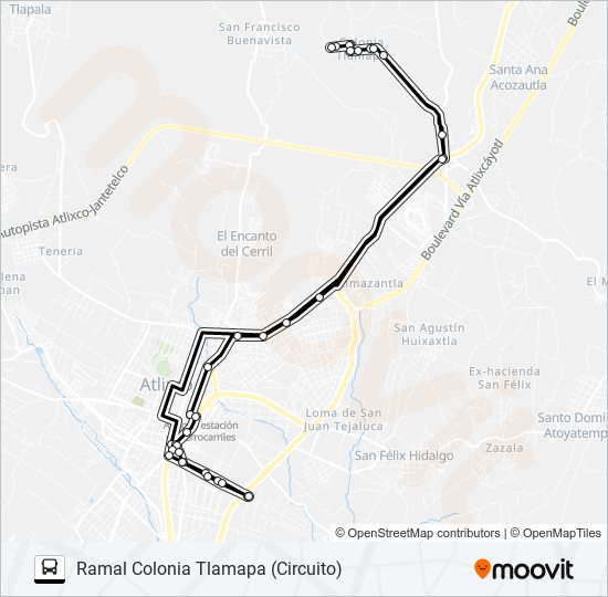 Mapa de RUTA SAN MARTÍN TLAMAPA de autobús