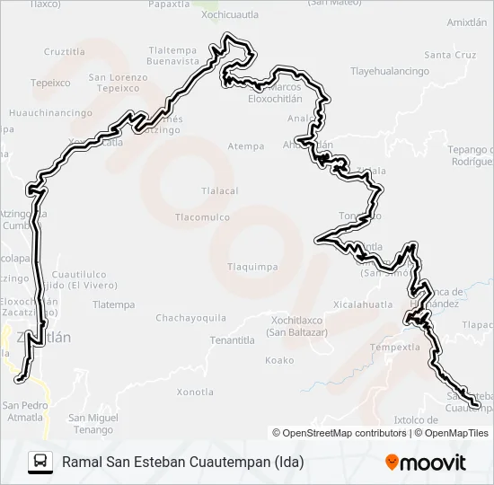 RUTA SUBURBANA ZACATLÁN Bus Line Map