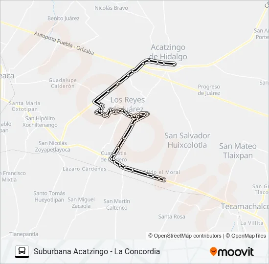 RUTA SUBURBANA ACATZINGO Bus Line Map