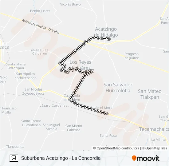 RUTA SUBURBANA ACATZINGO Bus Line Map