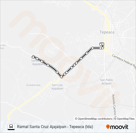 RUTA SANTA CRUZ AJAJALPAN bus Line Map