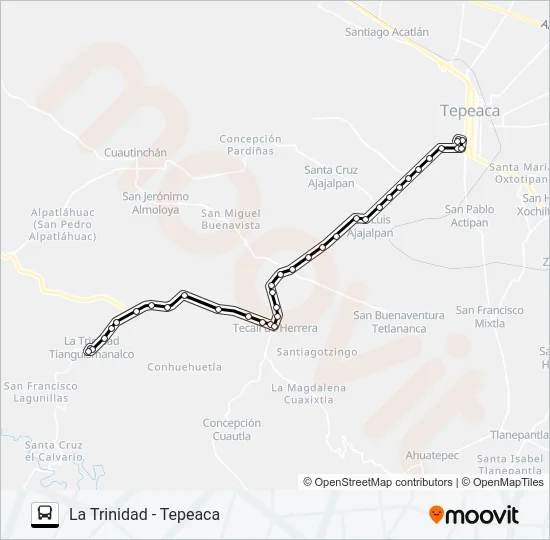 RUTA LA TRINIDAD - TEPEACA Bus Line Map