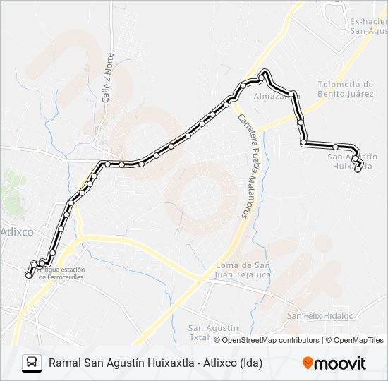 RUTA SAN AGUSTÍN HUIXAXTLA bus Line Map