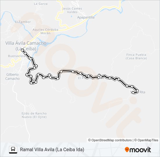 Mapa de RUTA VILLA ALTA (LA CEIBA) de autobús
