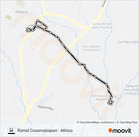 Mapa de RUTA COSAMALOAPAN - ATLIXCO de autobús