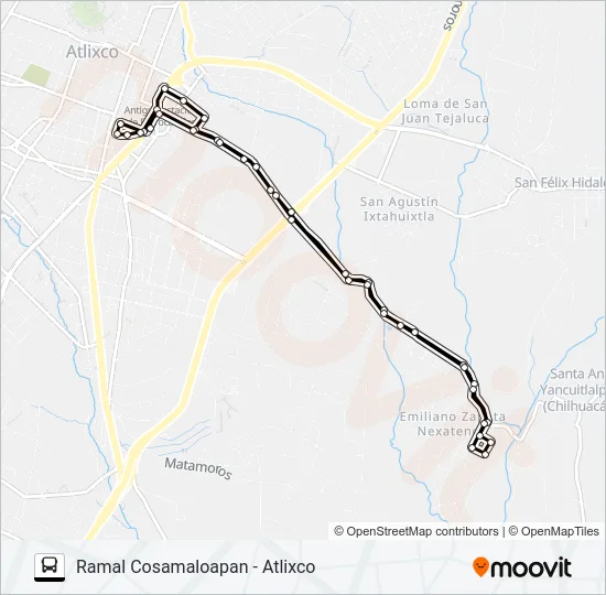 RUTA COSAMALOAPAN - ATLIXCO Bus Line Map
