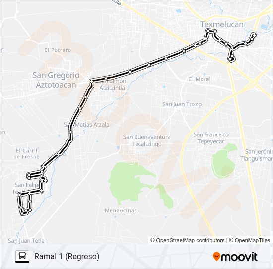 Mapa de RUTA SAN FELIPE TEOTLALCINGO de autobús