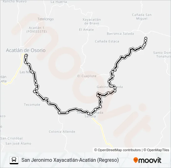 RUTA SAN JERÓNIMO XAYACATLÁN Bus Line Map