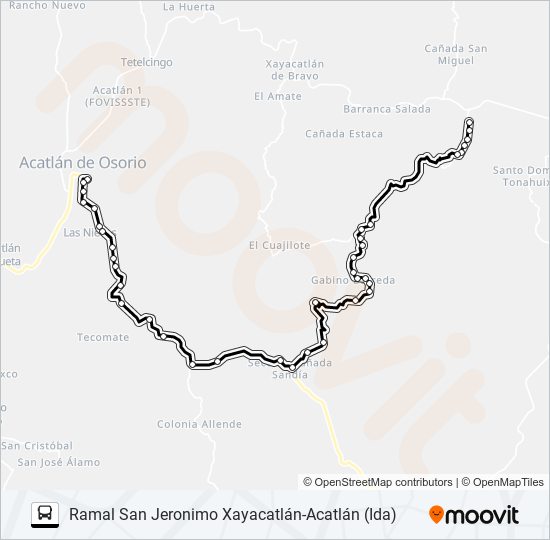 Mapa de RUTA SAN JERÓNIMO XAYACATLÁN de autobús