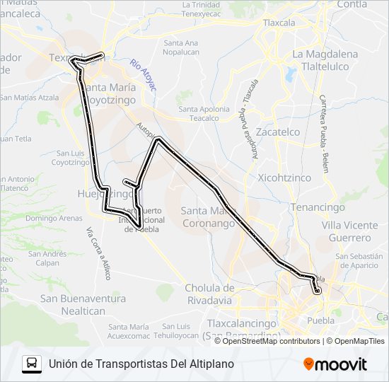 Mapa de RUTA UNIÓN DE  TRANSPORTISTAS de autobús