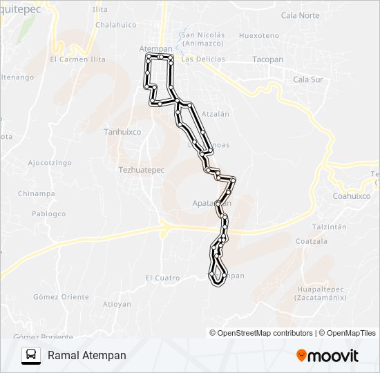 Mapa de RUTA URBANA BARRIOS Y COLONIAS de autobús